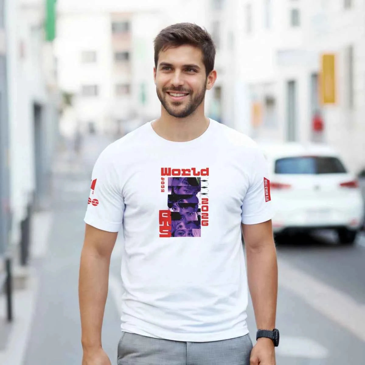T-shirt Kpop BTS « World Tour » Collection Limitée | Design Graphique avec les Membres - Unisexe Homme & Femme