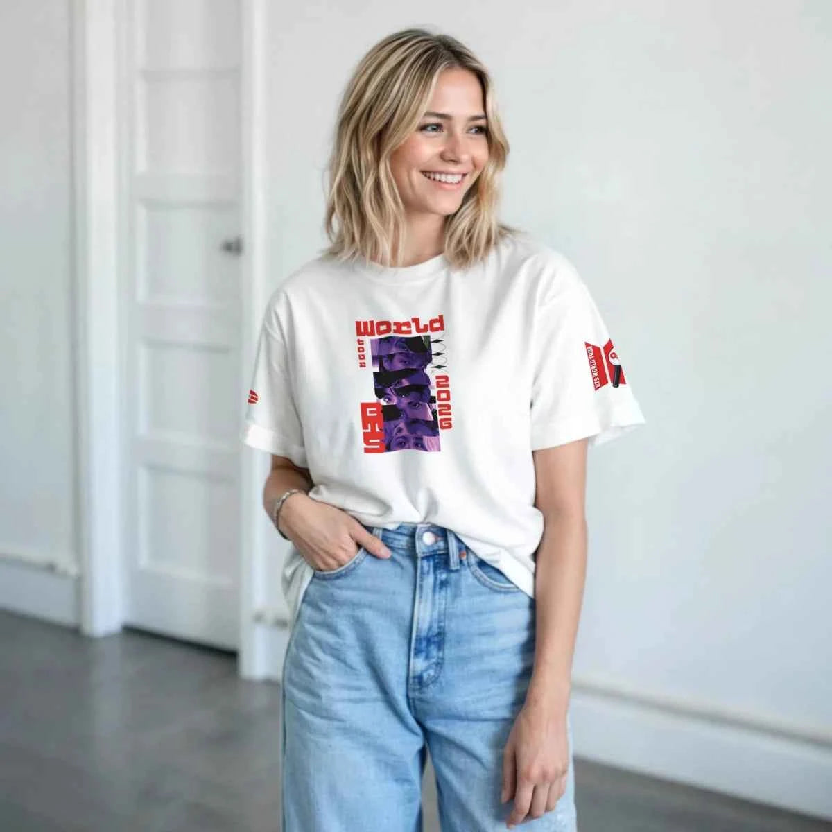 T-shirt Kpop BTS « World Tour » Collection Limitée | Design Graphique avec les Membres - Unisexe Homme & Femme