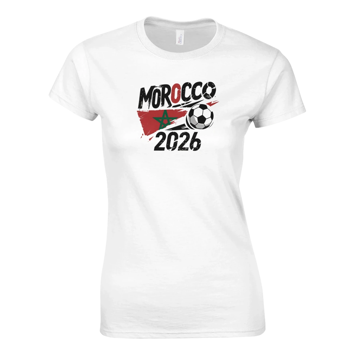 T-shirt Maroc 2026 - Design Coupe du Monde Football | Maillot Supporters Sélection Nationale Femme, 6 Couleurs au Choix T-shirt - KAWAII FAVIE