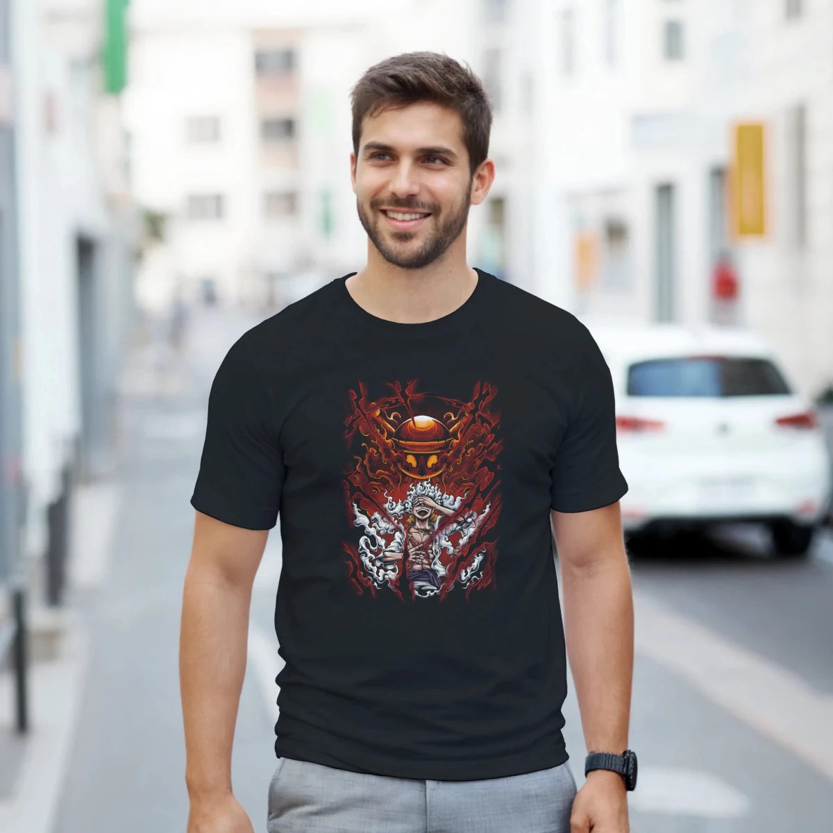 T-shirt One Piece - Luffy « Gear » Énergétique | Design Explosif Homme & Femme T-shirt - KAWAII FAVIE