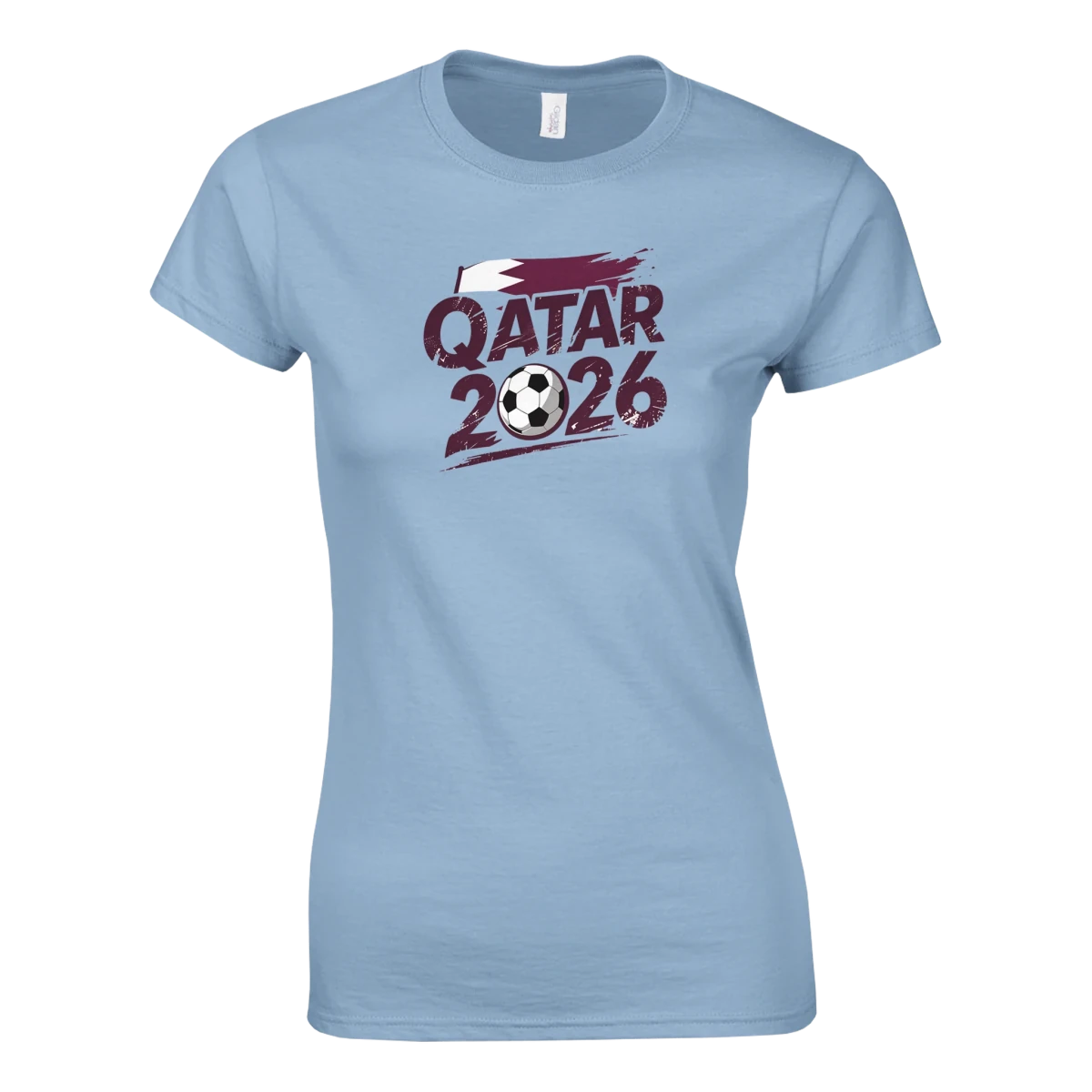 T-shirt Qatar 2026 - Design Coupe du Monde Football | Maillot Supporters Sélection Nationale Femme, Six Couleurs Vives T-shirt- KAWAII FAVIE