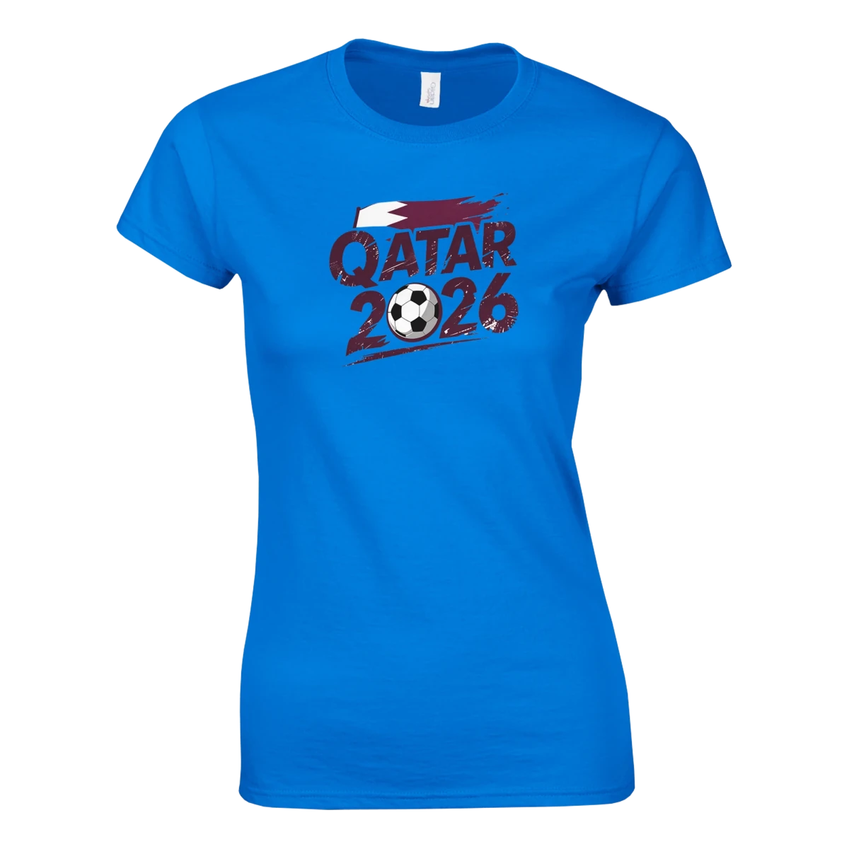 T-shirt Qatar 2026 - Design Coupe du Monde Football | Maillot Supporters Sélection Nationale Femme, Six Couleurs Vives T-shirt- KAWAII FAVIE
