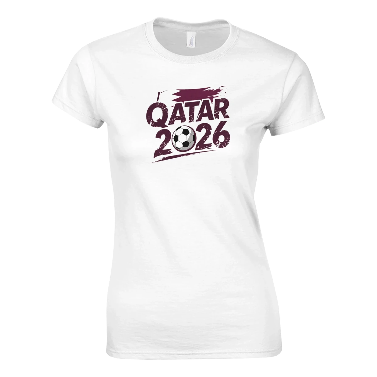 T-shirt Qatar 2026 - Design Coupe du Monde Football | Maillot Supporters Sélection Nationale Femme, Six Couleurs Vives T-shirt- KAWAII FAVIE