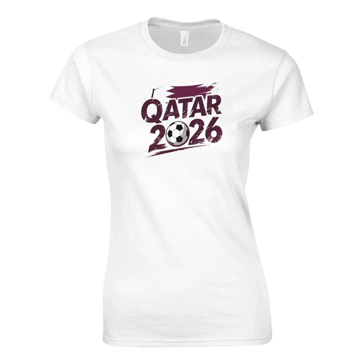 T-shirt Qatar 2026 - Design Coupe du Monde Football | Maillot Supporters Sélection Nationale Femme, Six Couleurs Vives T-shirt- KAWAII FAVIE
