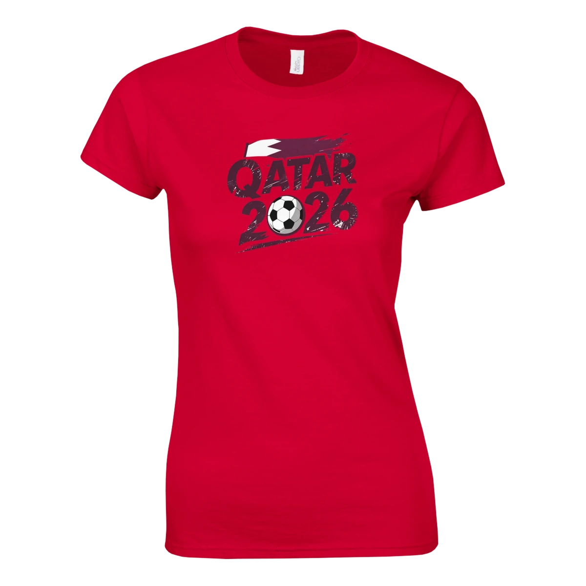 T-shirt Qatar 2026 - Design Coupe du Monde Football | Maillot Supporters Sélection Nationale Femme, Six Couleurs Vives T-shirt- KAWAII FAVIE