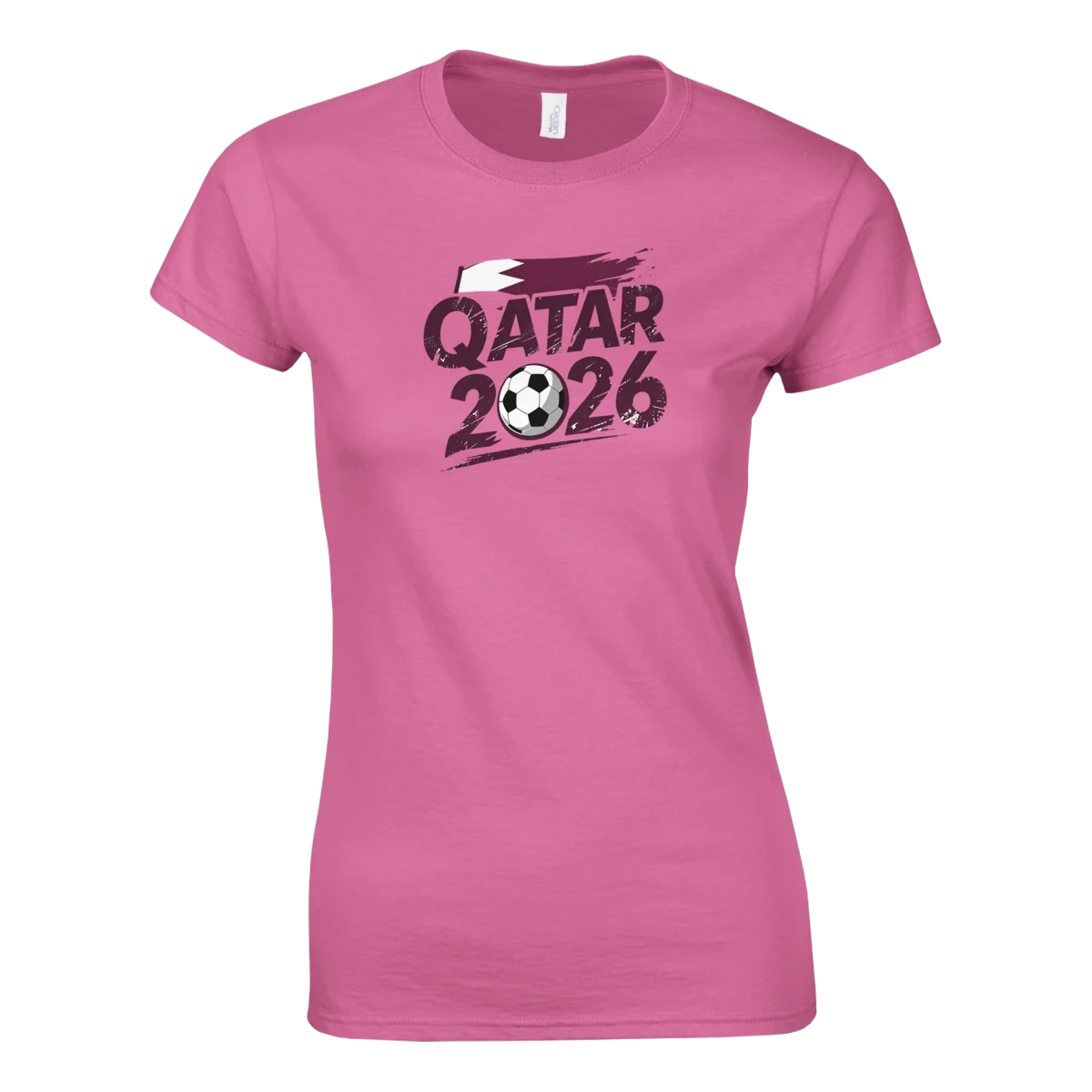 T-shirt Qatar 2026 - Design Coupe du Monde Football | Maillot Supporters Sélection Nationale Femme, Six Couleurs Vives T-shirt- KAWAII FAVIE