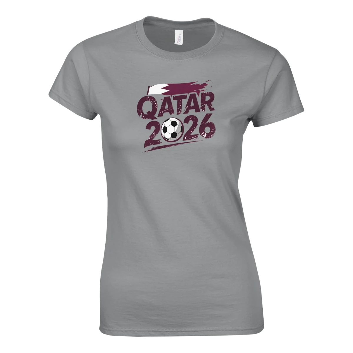 T-shirt Qatar 2026 - Design Coupe du Monde Football | Maillot Supporters Sélection Nationale Femme, Six Couleurs Vives T-shirt- KAWAII FAVIE