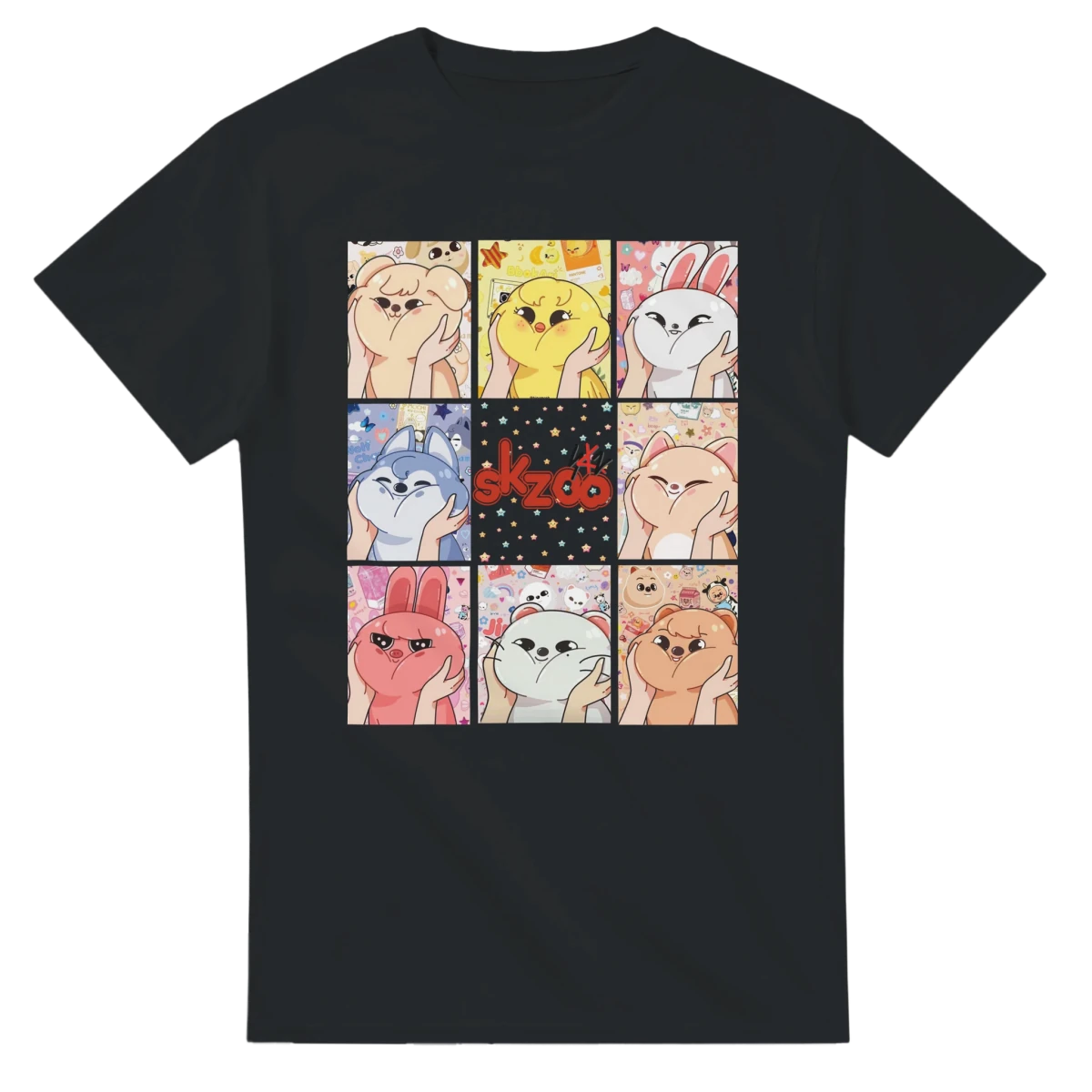 T-shirt Stray Kids SKZOO | Doodle Mignon des Personnages (Chasseurs de Star) | Unisexe Streetwear Kpop T-shirt - KAWAII FAVIE