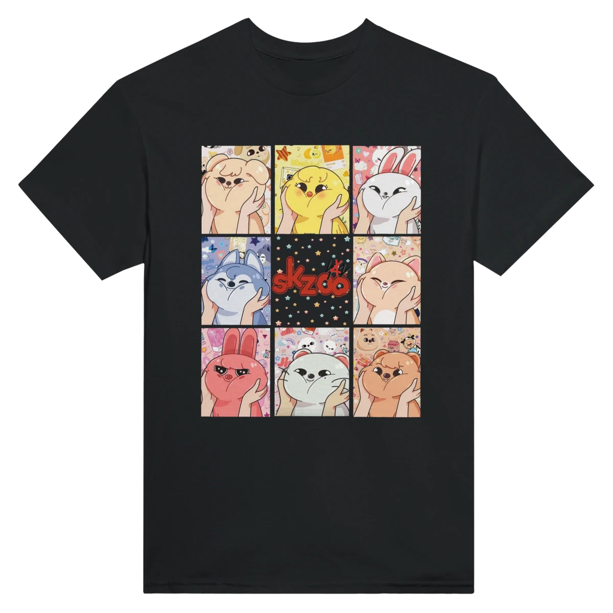 T-shirt Stray Kids SKZOO | Doodle Mignon des Personnages (Chasseurs de Star) | Unisexe Streetwear Kpop T-shirt - KAWAII FAVIE
