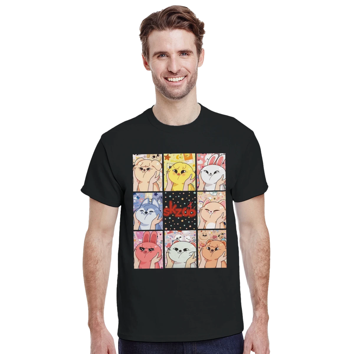 T-shirt Stray Kids SKZOO | Doodle Mignon des Personnages (Chasseurs de Star) | Unisexe Streetwear Kpop T-shirt - KAWAII FAVIE