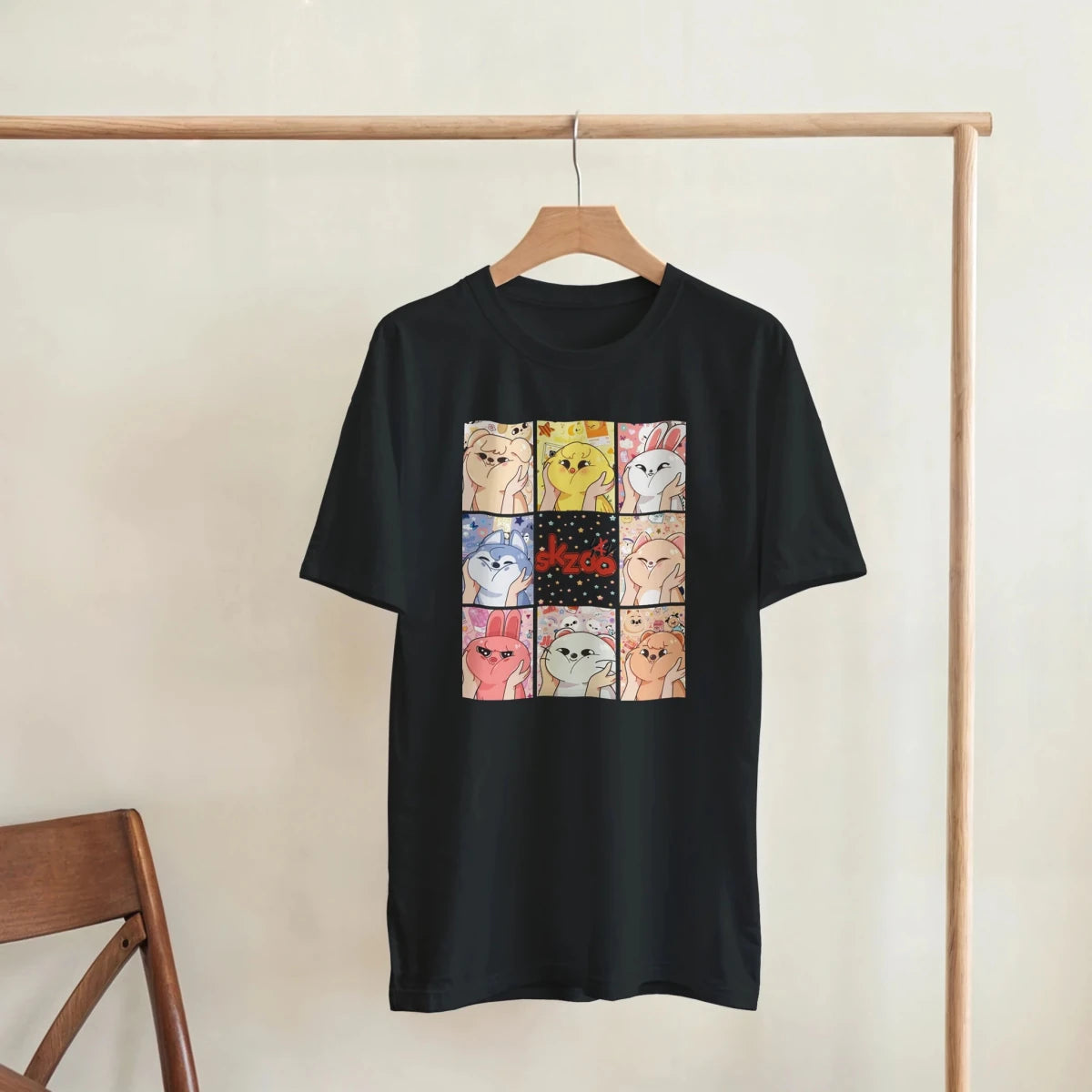 T-shirt Stray Kids SKZOO | Doodle Mignon des Personnages (Chasseurs de Star) | Unisexe Streetwear Kpop T-shirt - KAWAII FAVIE