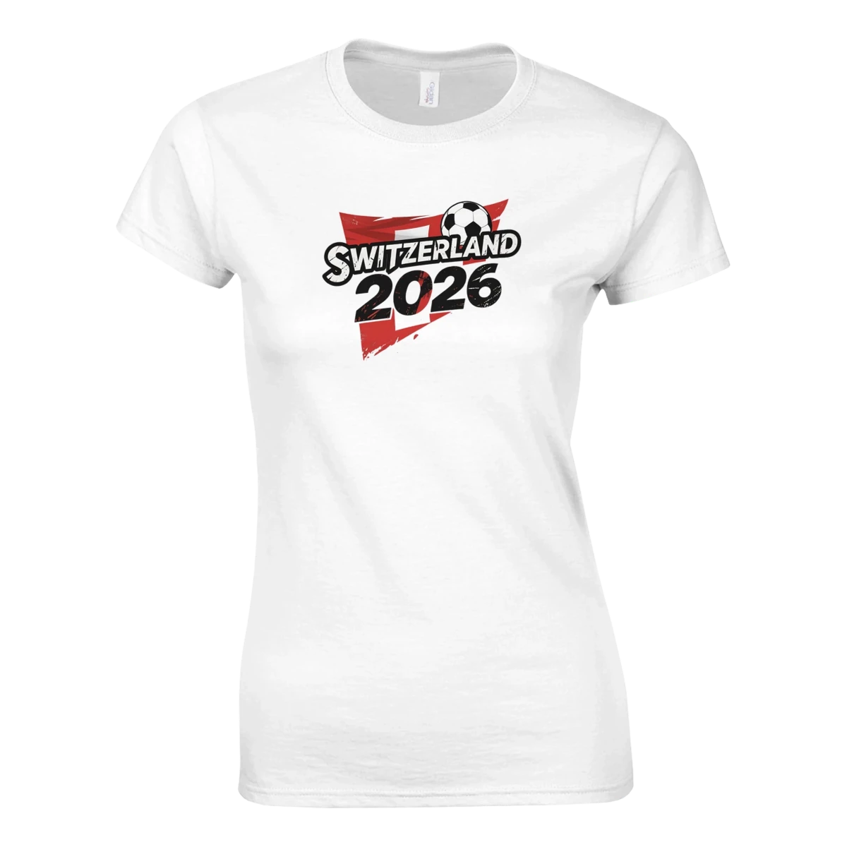 T-shirt Suisse 2026 - Design Coupe du Monde Football | Maillot Supporters Sélection Nationale Femme - Style Urbain & Grunge T-shirt- KAWAII FAVIE