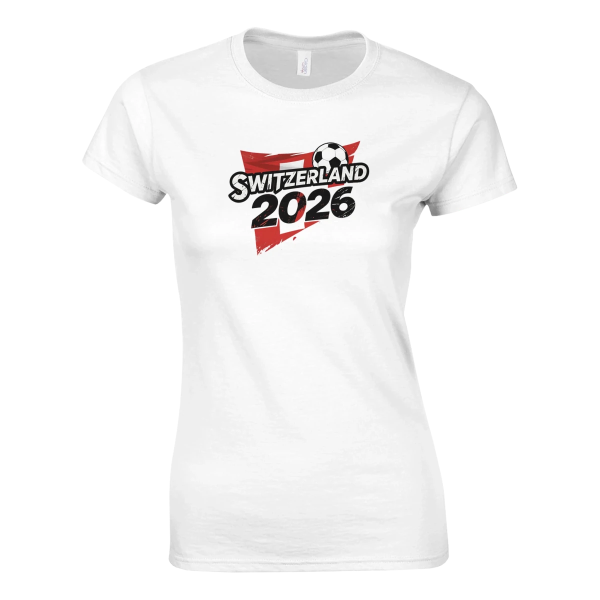 T-shirt Suisse 2026 - Design Coupe du Monde Football | Maillot Supporters Sélection Nationale Femme - Style Urbain & Grunge T-shirt- KAWAII FAVIE