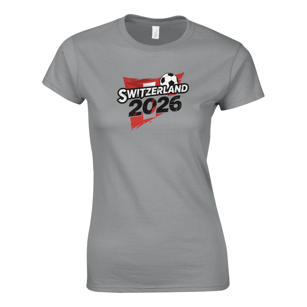 T-shirt Suisse 2026 - Design Coupe du Monde Football | Maillot Supporters Sélection Nationale Femme - Style Urbain & Grunge T-shirt- KAWAII FAVIE