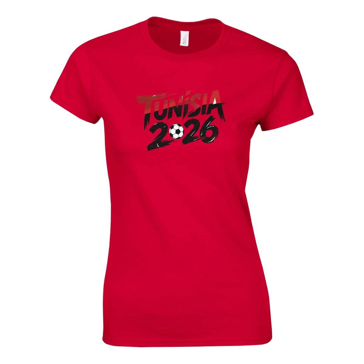 T-shirt Tunisie 2026 - Design Coupe du Monde Football | Maillot Supporters Femme Style Grunge Rouge & Noir T-shirt- KAWAII FAVIE