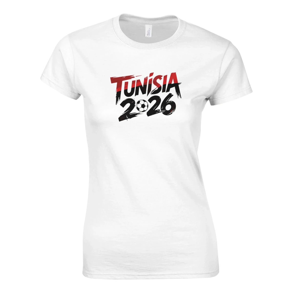 T-shirt Tunisie 2026 - Design Coupe du Monde Football | Maillot Supporters Femme Style Grunge Rouge & Noir T-shirt- KAWAII FAVIE