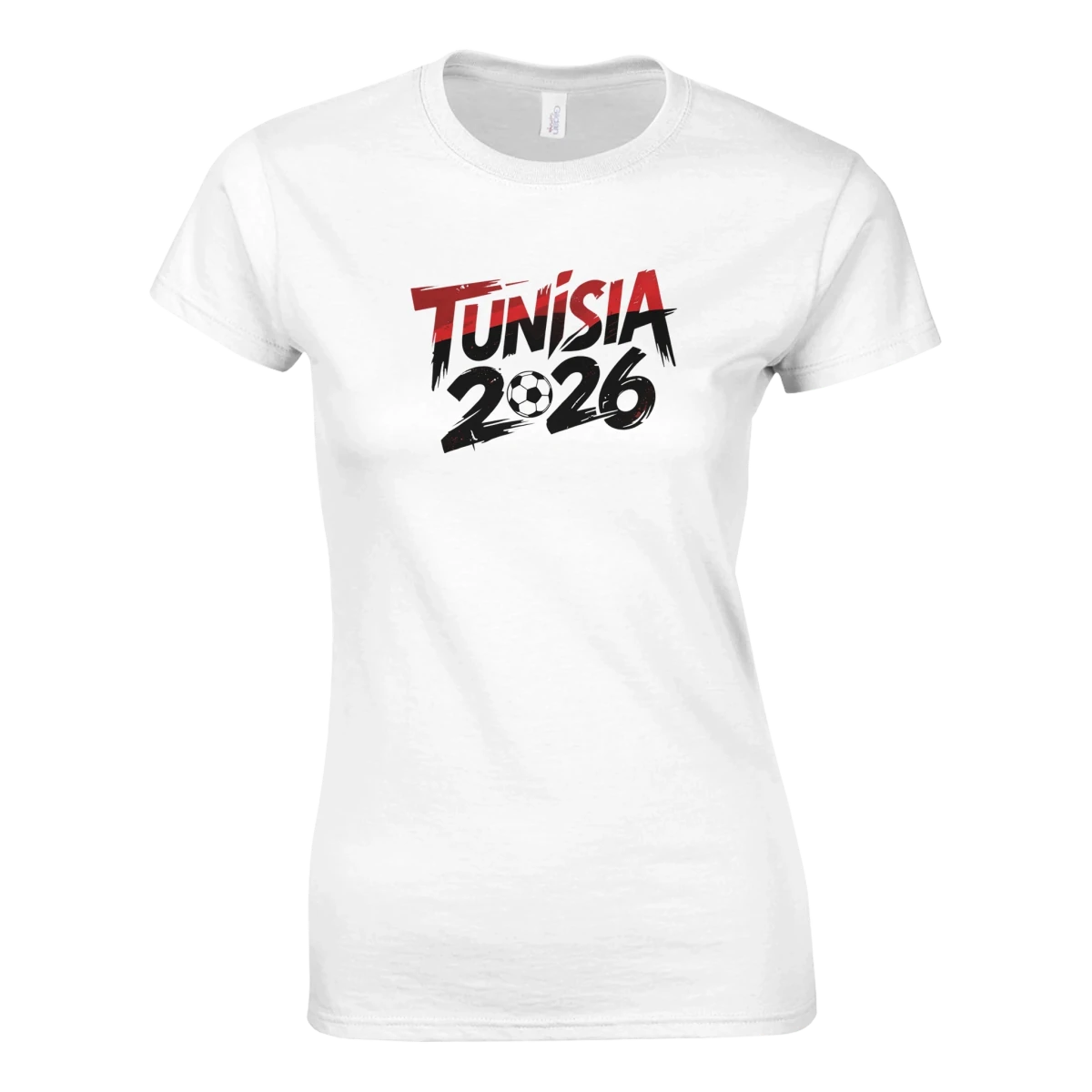 T-shirt Tunisie 2026 - Design Coupe du Monde Football | Maillot Supporters Femme Style Grunge Rouge & Noir T-shirt- KAWAII FAVIE