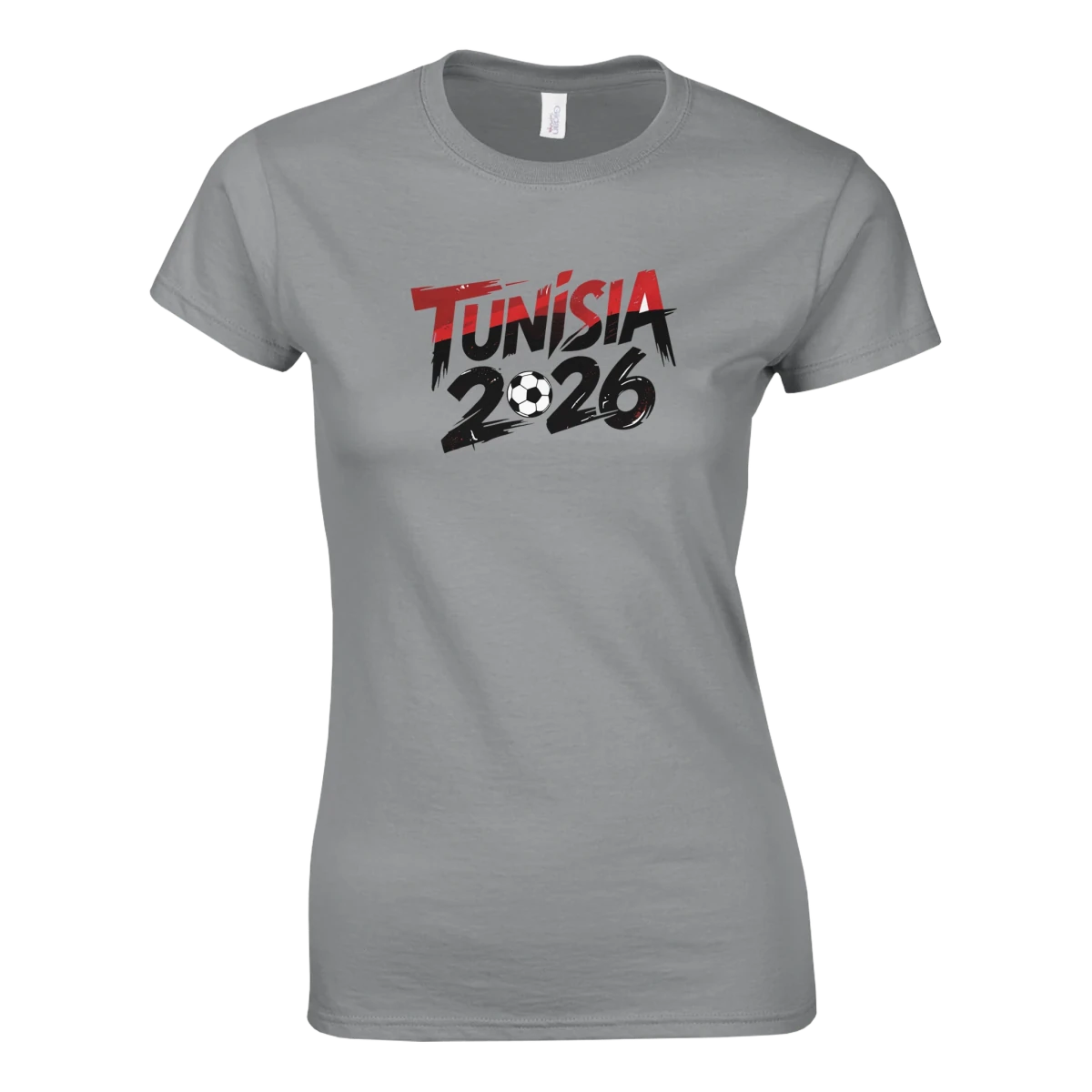 T-shirt Tunisie 2026 - Design Coupe du Monde Football | Maillot Supporters Femme Style Grunge Rouge & Noir T-shirt- KAWAII FAVIE