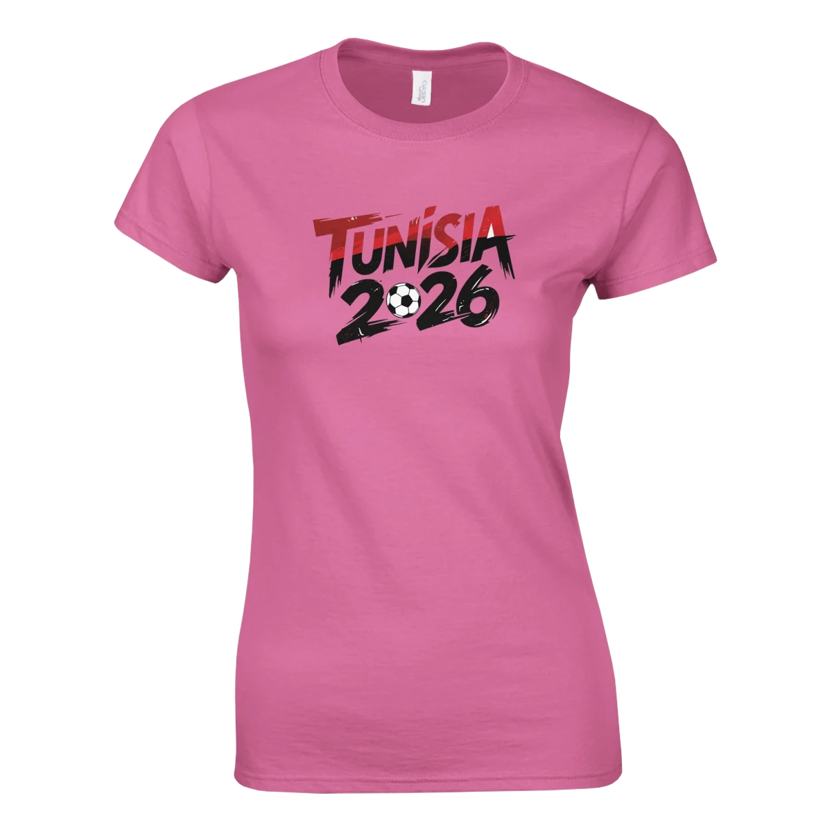 T-shirt Tunisie 2026 - Design Coupe du Monde Football | Maillot Supporters Femme Style Grunge Rouge & Noir T-shirt- KAWAII FAVIE