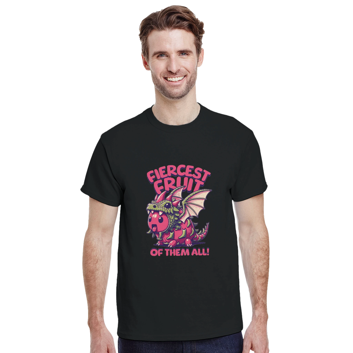 T-shirt Unisexe Coton Lourd - Dragon Mignon « Fiercest Fruit » | Design Unique T-shirt - KAWAII FAVIE