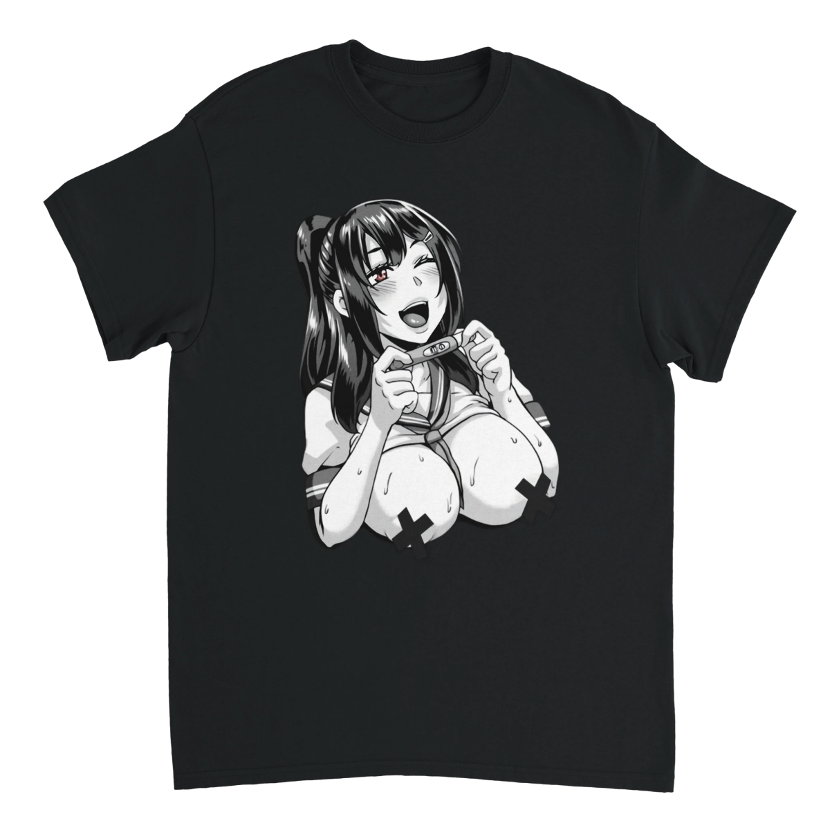 T-shirt Unisexe Coton Lourd | Illustration Anime Émotive - Design Graphique Original - Hentai T-shirt - KAWAII FAVIE