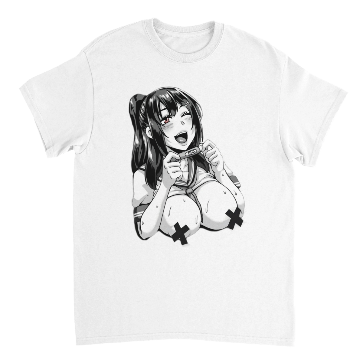 T-shirt Unisexe Coton Lourd | Illustration Anime Émotive - Design Graphique Original - Hentai T-shirt - KAWAII FAVIE