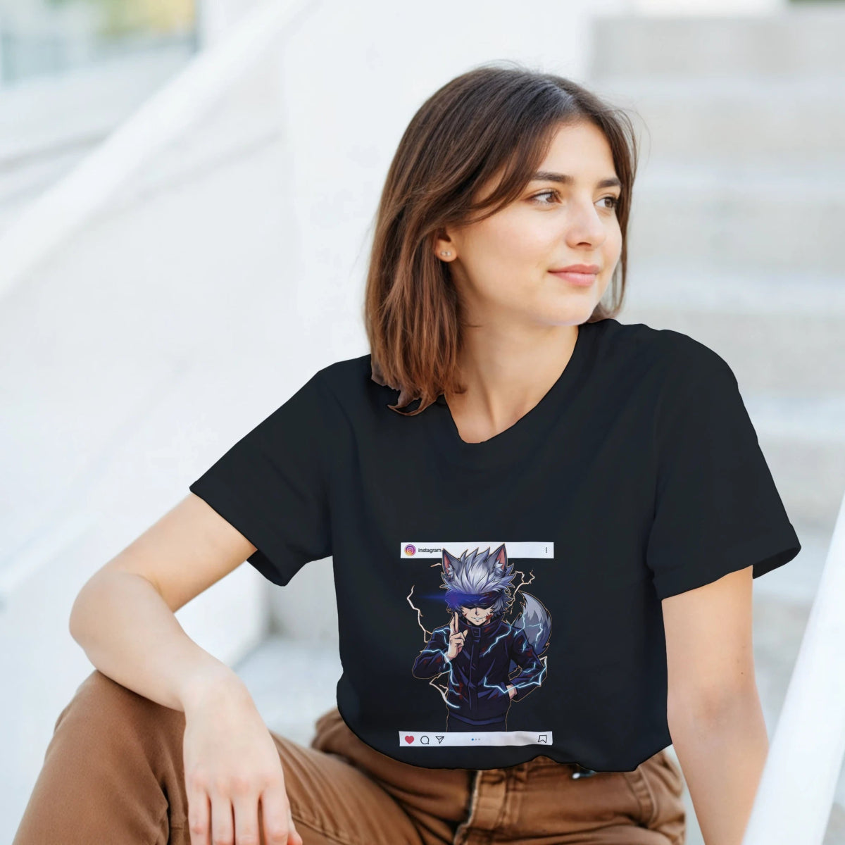 T-shirt Unisexe Coton Lourd | Ruka Cos Gojo (Jujutsu Kaisen) - Style Décontracté & Instagrammable T-shirt - KAWAII FAVIE