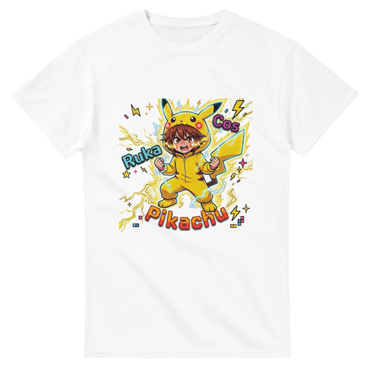 T-shirt Unisexe Coton Lourd - Ruka en Pikachu Full Power | Pokémon T-shirt - KAWAII FAVIE