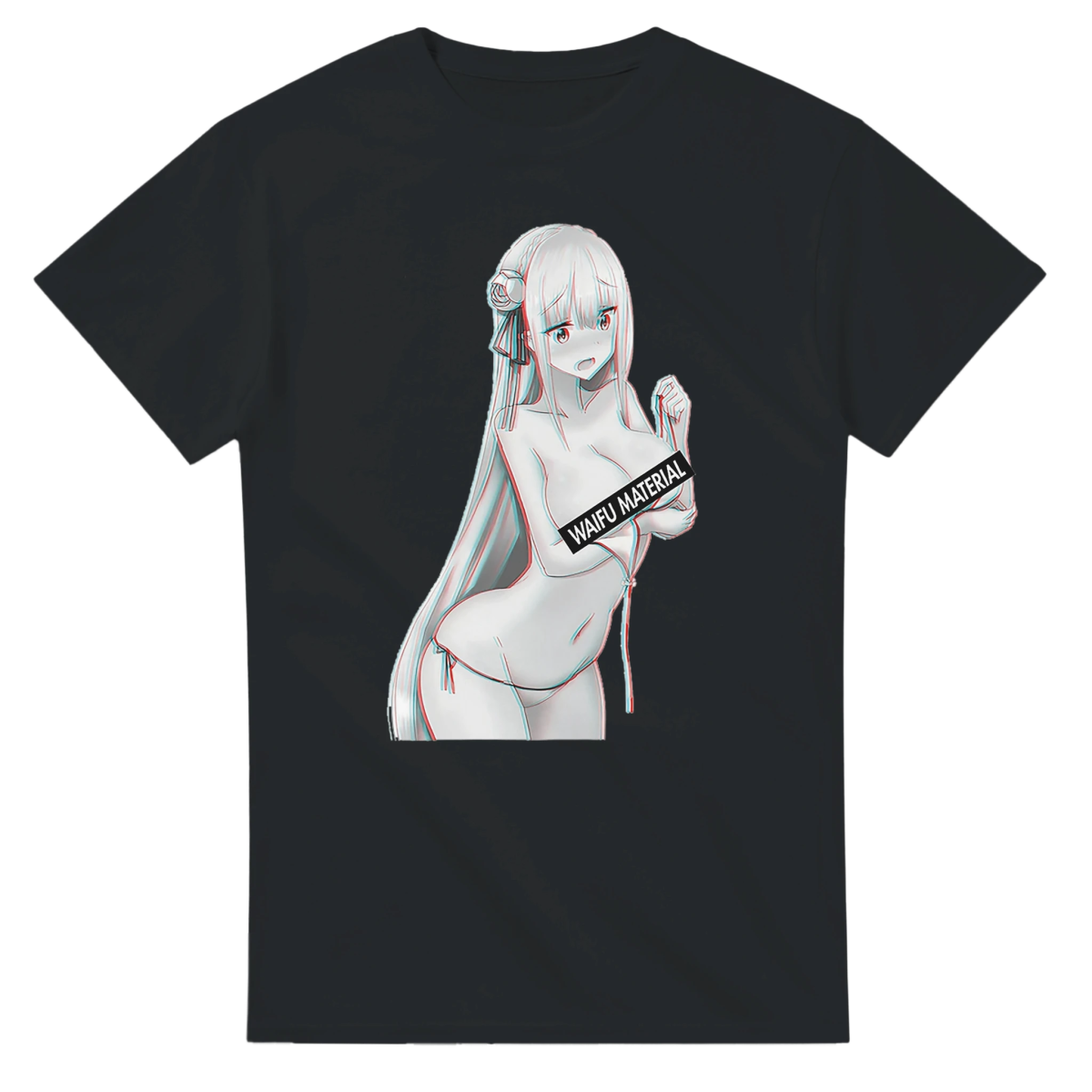 T-shirt Unisexe Heavyweight à Imprimé Emilia Waifu | Design Anime Personnalis T-shirt - KAWAII FAVIE
