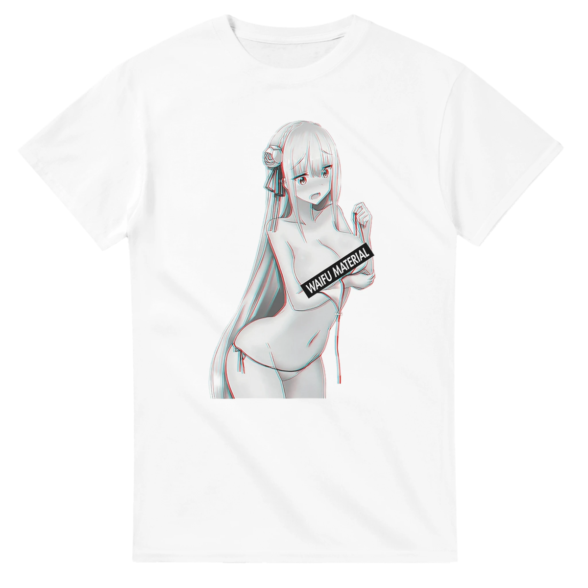 T-shirt Unisexe Heavyweight à Imprimé Emilia Waifu | Design Anime Personnalis T-shirt - KAWAII FAVIE