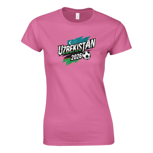 T-shirt UZBEKISTAN 2026 - Design Coupe du Monde Football | Maillot Supporters Sélection Nationale pour femme T-shirt- KAWAII FAVIE
