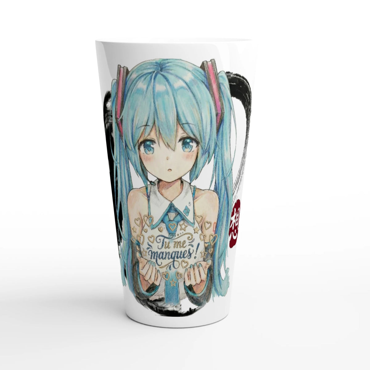 Tasse en Céramique Latte 17oz | Hatsune Miku « Tu me manques ! » - Blanche Brillante Tasse - KAWAII FAVIE