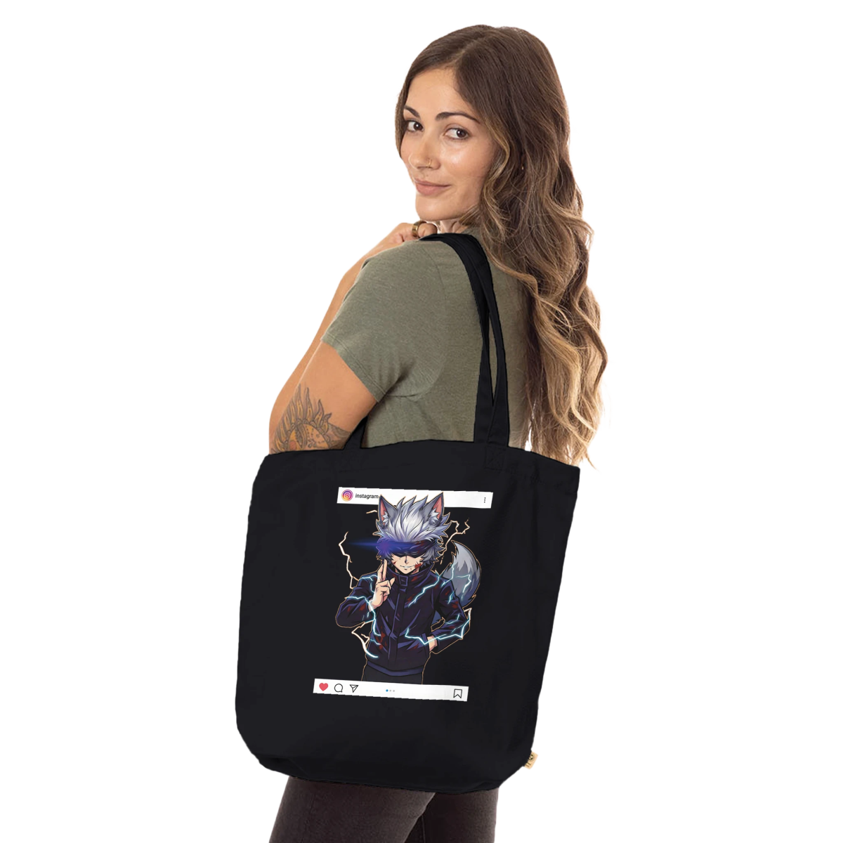Tote Bag Biologique 100% Coton | Ruka Cos Gojo Full Power Final - Jujutsu Kaisen - Style Instagram Tote Bag - KAWAII FAVIE