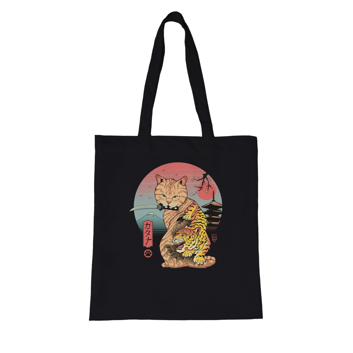 Tote Bag | Collection Chat & Tigre Samouraï | Style Japonais Tote Bag - KAWAII FAVIE
