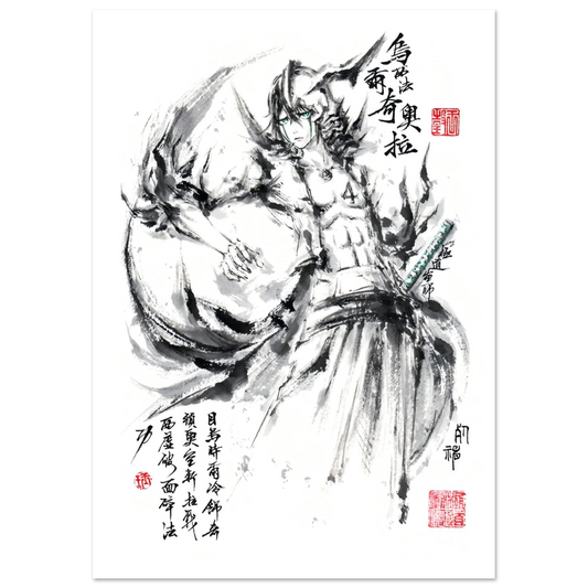 Ulquiorra Cifer Sumi-e Poster - BLEACH Art - Papier Mat POSTER CADRE- KAWAII FAVIE