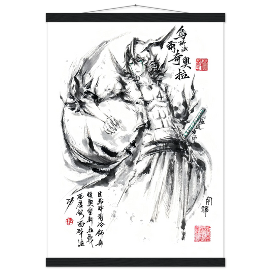 Ulquiorra Cifer Sumi-e Poster - BLEACH Art - Avec Baguettes De Suspension POSTER CADRE- KAWAII FAVIE