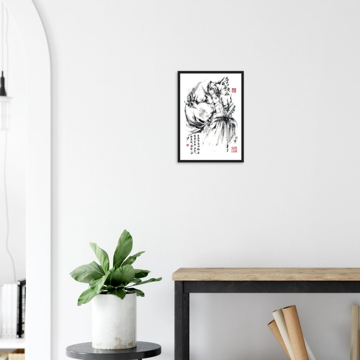 Ulquiorra Cifer Sumi-e Poster - BLEACH Art - Avec Cadre En Bois POSTER CADRE- KAWAII FAVIE