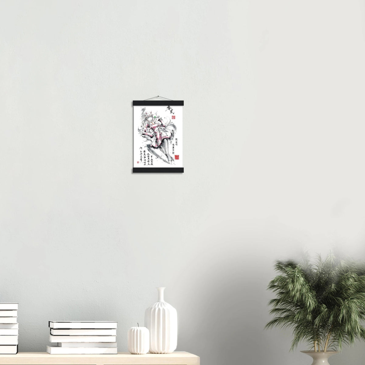 Zero Two Sumi-e Poster - Darling in the FRANXX Art Avec Baguettes De Suspension POSTER CADRE- KAWAII FAVIE