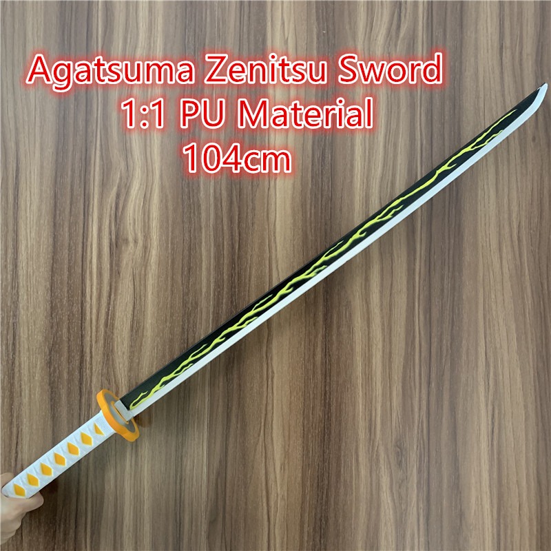 Cos-Gift-104cm-Demon-Slayer-Cosplay-Sword-11-Agatsuma-Zenitsu-Thunder-Sowrd-Ninja-Knife-Kimetsu-no-Yaiba-Sword-Weapon-PU-Model-1005002724247841